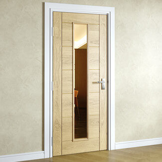 Joseph Miles Toledo Internal Door with 7 Panel and 1 Clear Glazed Light - Prefinished Oak