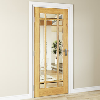 Joseph Miles Kapa Internal Door with 9 Clear Bevelled Glazed Light - Unfinished Oak