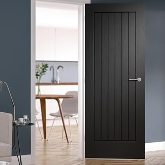 XL Joinery Suffolk Cottage Laminate Internal Fire Door with 6 Panel - Prefinished Black