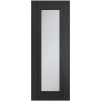 XL Joinery Palermo Laminate Internal Door - 7 Panel - 1 Clear Glazed Light - Prefinished Black