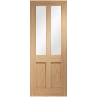 XL Joinery Malton Shaker Internal Door with 2 Panel and 2 Clear Glazed Light  - Prefinished Oak