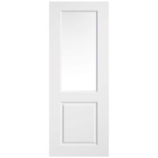 LPD Smooth Moulded Internal Door with 1 Panel and 1 Clear Glazed Light - White Primed