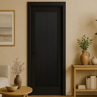 P M Mendes Ravenna Internal Door with 1 Reeded Panel - Prefinished Black