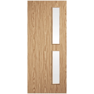 LPD 16G Internal Flush Fire Door with 2 Clear Glazed Light- Prefinished Oak