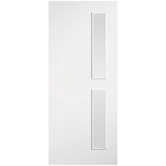 LPD 16G Internal Flush Fire Door with 2 Clear Glazed Light- White Primed