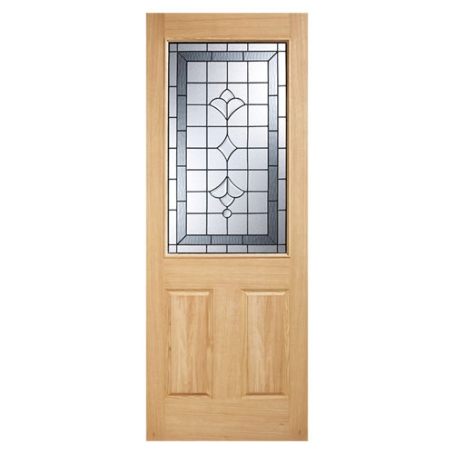 LPD Winchester Un-Finished Oak 2-Panels 1-Lite External Obscure Glazed Warmer Door