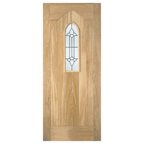 LPD Westminster Un-Finished Oak 1-Panel 1-Lite External Leaded Obscure Glazed Door