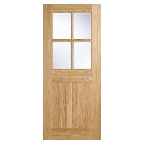 LPD Cottage Un-Finished Oak 1-Panel 4-Lites External Clear Glazed Door