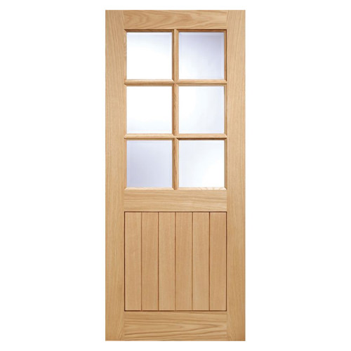 LPD Cottage Un-Finished Oak 1-Panel 6-Lites External Clear Glazed Door