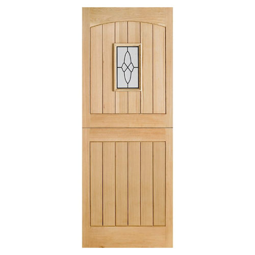 LPD Cottage Un-Finished Oak 2-Panels 1-Lite External Leaded Obscure Glazed Stable Door