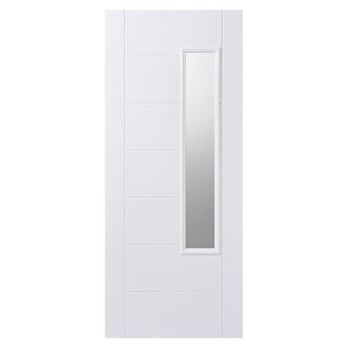 LPD Newbury Pre-Finished White 7-Panels 1-Lite External Obscure Glazed Door