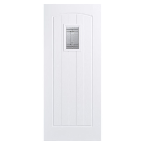 LPD Cottage Pre-Finished White 5-Panels 1-Lite External Leaded Obscure Glazed Door