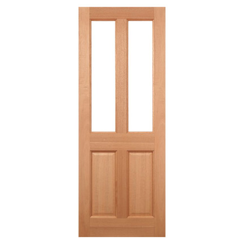 LPD Malton Un-Finished Hardwood 2-Panels 2-Lites External M And T Unglazed Door