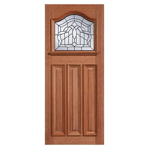 LPD Estate Un-Finished Hardwood 3-Panels 1-Lite External Leaded Obscure Glazed Door