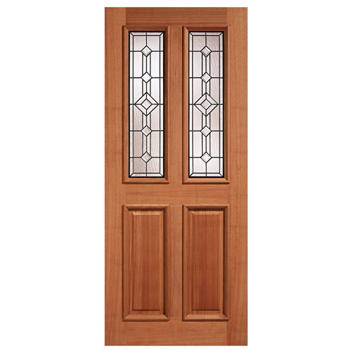 LPD Derby Un-Finished Hardwood 2-Panels 2-Lites External Leaded Obscure Glazed Door