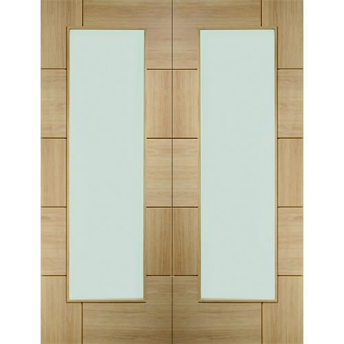 XL Joinery Ravenna Un-Finished Oak 20-Panels 2-Lites Internal Glazed Door Pair