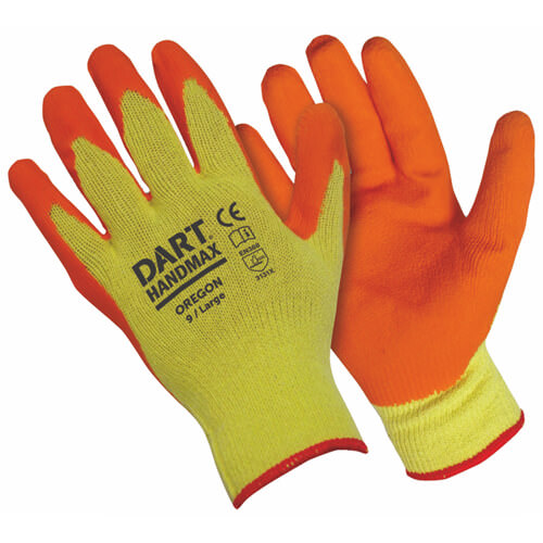 Dart Handmax Oregon Orange Latex Builders Glove Pack Of 12 Pairs
