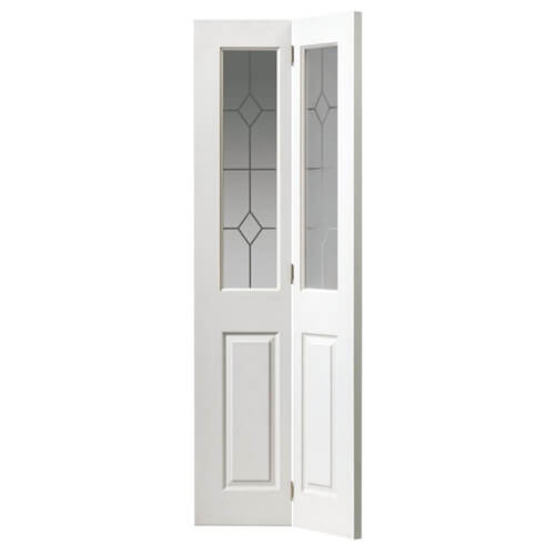 JB Kind Canterbury White Primed 2-Panels 2-Lites Internal Bi-Fold Glazed Door