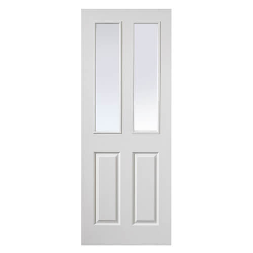 JB Kind Canterbury White Primed 2-Panels 2-Lites Internal Glazed Fire Door