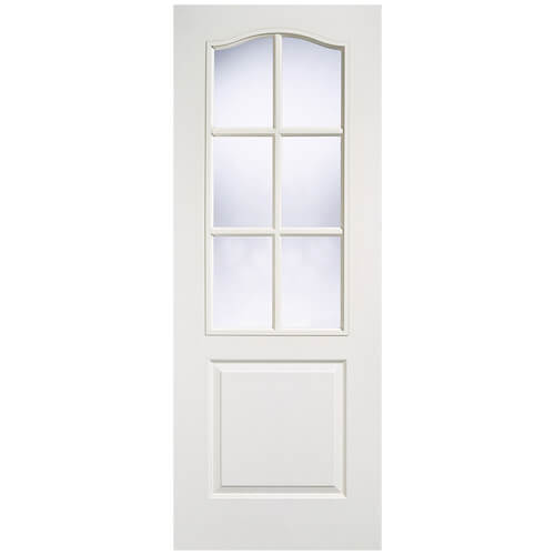 LPD Classical Un-Finished White Moulded 1-Panel 6-Lites Internal Glazed Door