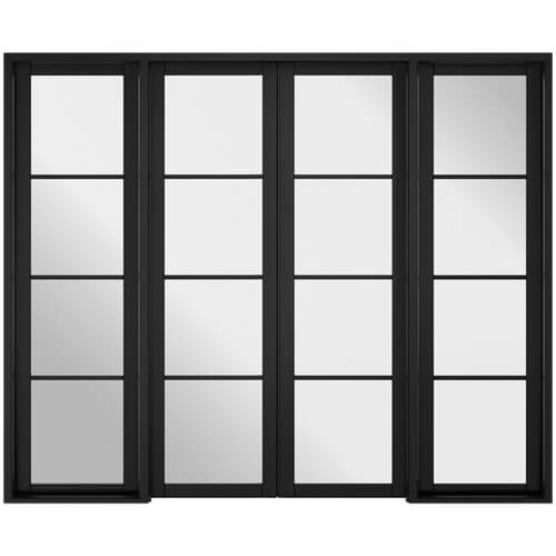LPD Soho W8 Black Primed 4-Lites Room Divider Glazed Door Set