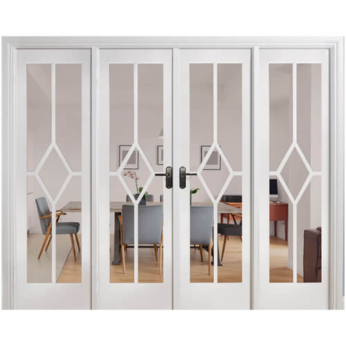 LPD Reims W8 White Primed Room Divider Glazed Door Set