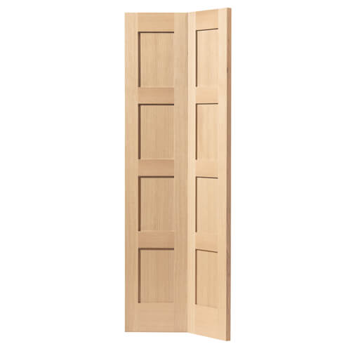 JB Kind Snowdon Un-Finished Oak 4-Panels Internal Bi-Fold Door