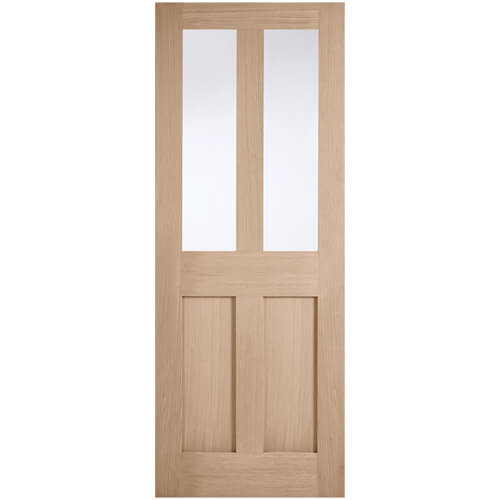 LPD London Un-Finished Oak 2-Panels 2-Lites Internal Glazed Door