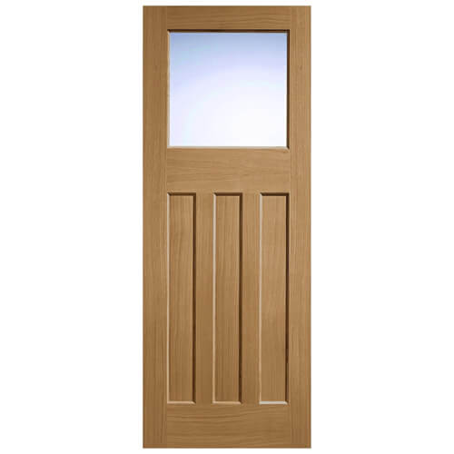 LPD DX 30s Style Un-Finished Oak 3-Panels 1-Lite Internal Glazed Door