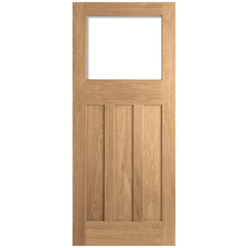LPD DX 30 Un-Finished Oak 3-Panels 1-Lite Internal Unglazed Door