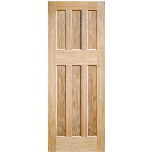 LPD DX 60s Style Un-Finished Oak 6-Panels Internal Fire Door