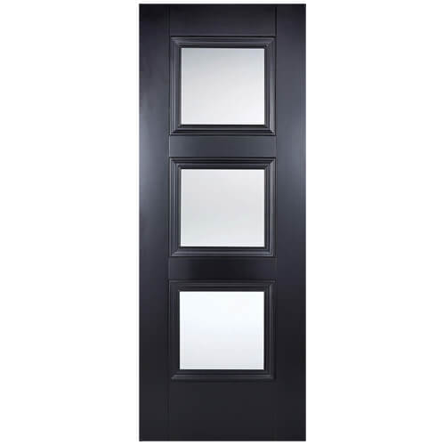 LPD Amsterdam Black Primed 3-Lites Internal Glazed Door