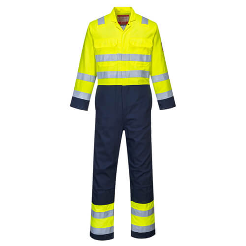 Portwest BIZ7 High Visibility Yellow-Navy Anti-Static Bizflame Pro Coverall
