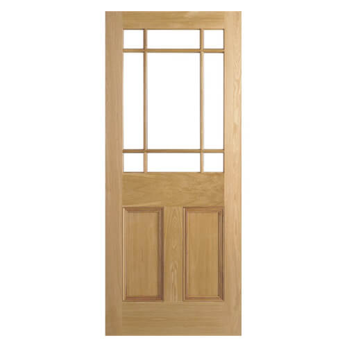 LPD Downham Un-Finished Oak 2-Panels 9-Lites Internal Unglazed Door