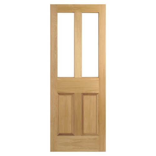 LPD Malton Un-Finished Oak 2-Panels 2-Lites Internal Unglazed Door