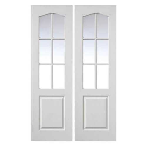 JB Kind Classique White Primed 2-Panels 12-Lites Internal Glazed Door Pair