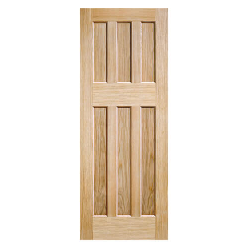 LPD DX 60s Style Un-Finished Oak 6-Panels Internal Door
