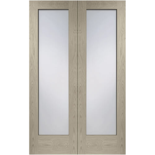 XL Joinery Pattern 10 Crema Oak 2-Lites Glazed Internal Door Pair