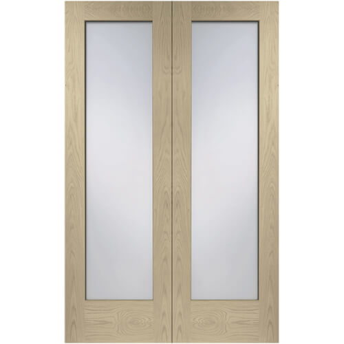 XL Joinery Pattern 10 Latte Oak 2-Lites Glazed Internal Door Pair