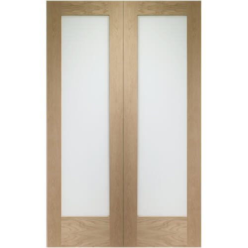 XL Joinery Pattern 10 Clear Lacquer Oak 2-Lites Internal Obscure Glazed Door Pair