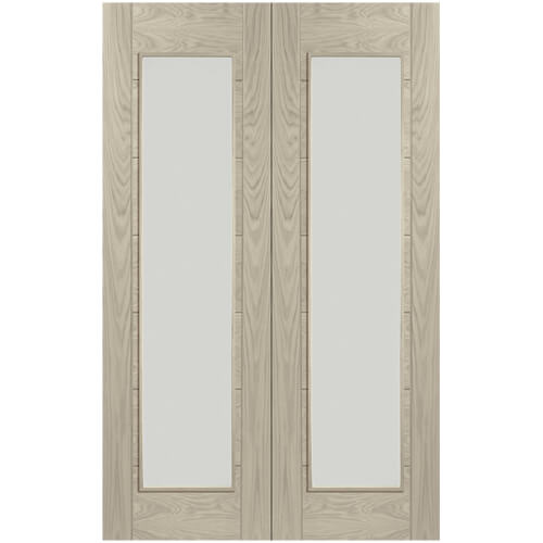 XL Joinery Palermo Blanco Oak 14-Panels 2-Lites Internal Glazed Door Pair