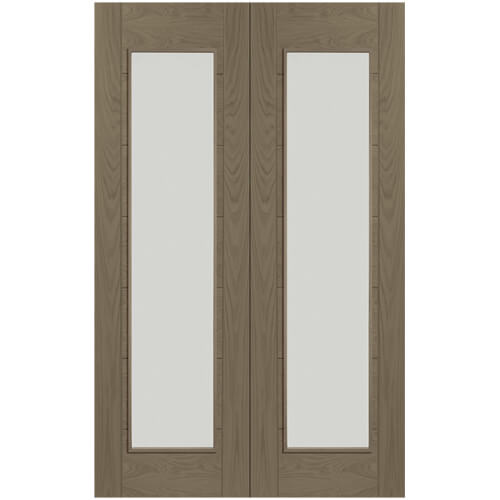 XL Joinery Palermo Cappuccino Oak 14-Panels 2-Lites Internal Glazed Door Pair