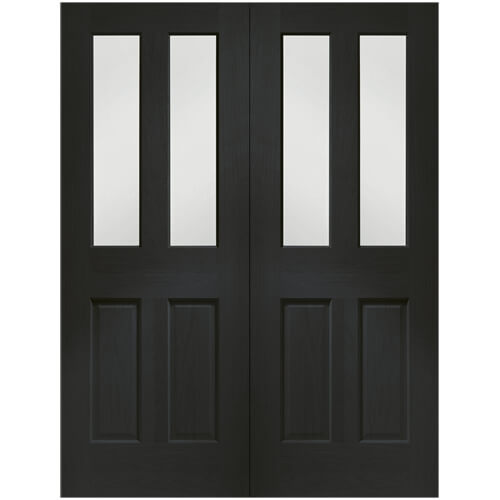 XL Joinery Malton Americano Oak 4-Panels 4-Lites Internal Glazed Door Pair