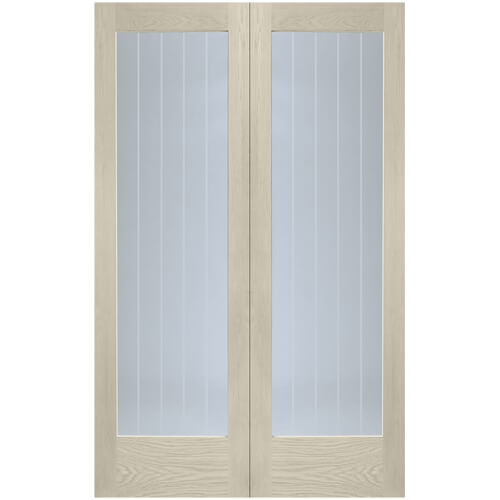 XL Joinery Suffolk Blanco Oak 2-Lites Internal Glazed Door Pair