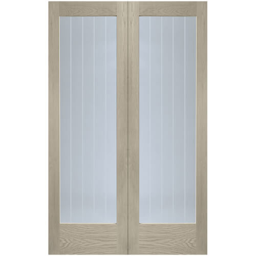 XL Joinery Suffolk Crema Oak 2-Lites Internal Glazed Door Pair