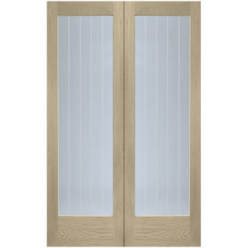 XL Joinery Suffolk Latte Oak 2-Lites Internal Glazed Door Pair