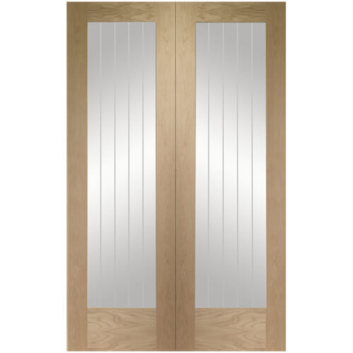 XL Joinery Suffolk Clear Lacquer Oak 2-Lites Internal Glazed Door Pair