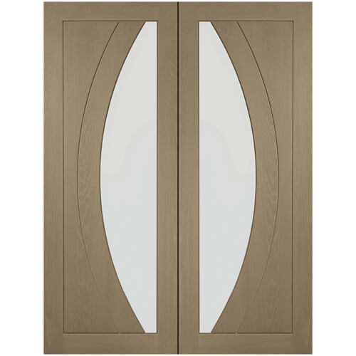 XL Joinery Salerno Cappuccino Oak 4-Panels 2-Lites Internal Glazed Door Pair