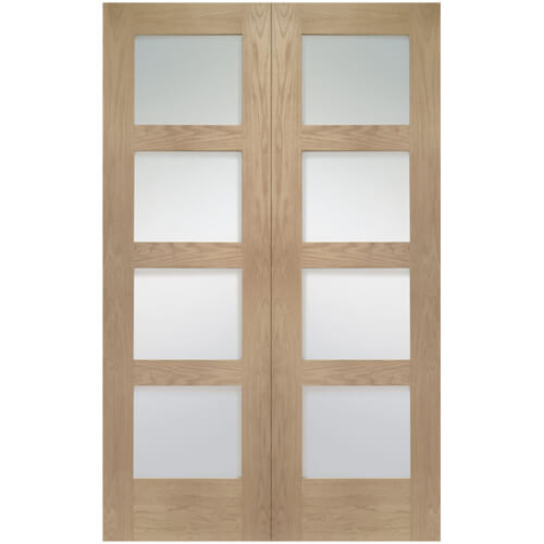 XL Joinery Severo Clear Lacquer Oak 8-Lites Internal Glazed Door Pair