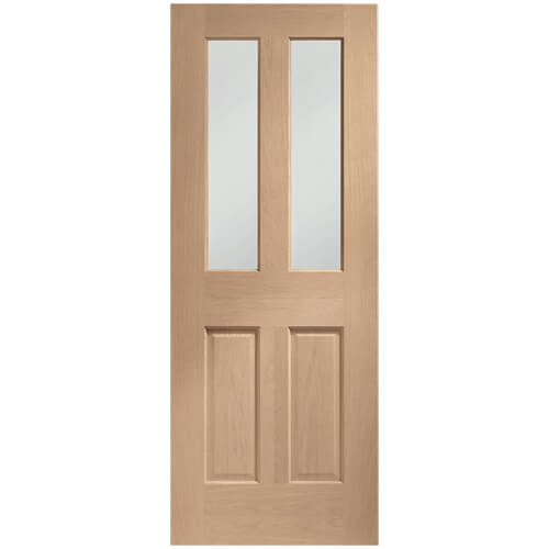 XL Joinery Malton Clear lacquer Oak 2-Panels 2-Lites Internal Glazed Fire Door